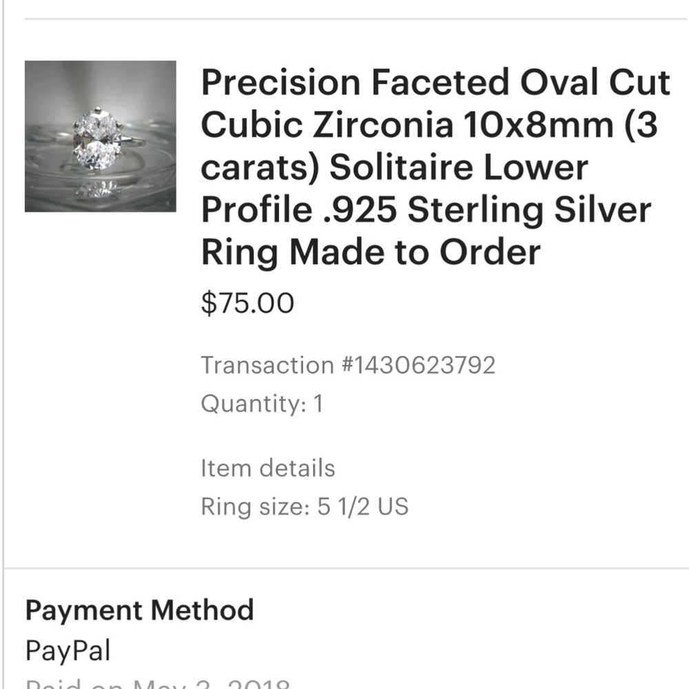 3 CT Oval Cut Cubic Zirconia Diamond Look Sterling Silver Engagement Ring 5.5 - Picture 5 of 6